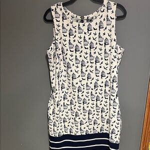 Taylor Navy and White Birdcage Print Mini Dress